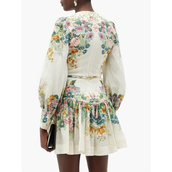 New With Tags ❤️Zimmermann Floral Wavelength Linen Mini Dress❤️ - Picture 3 of 3